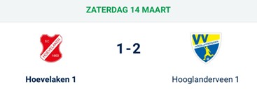 Hoevelaken 1 trekt aan het kortste eind tegen Hooglanderveen