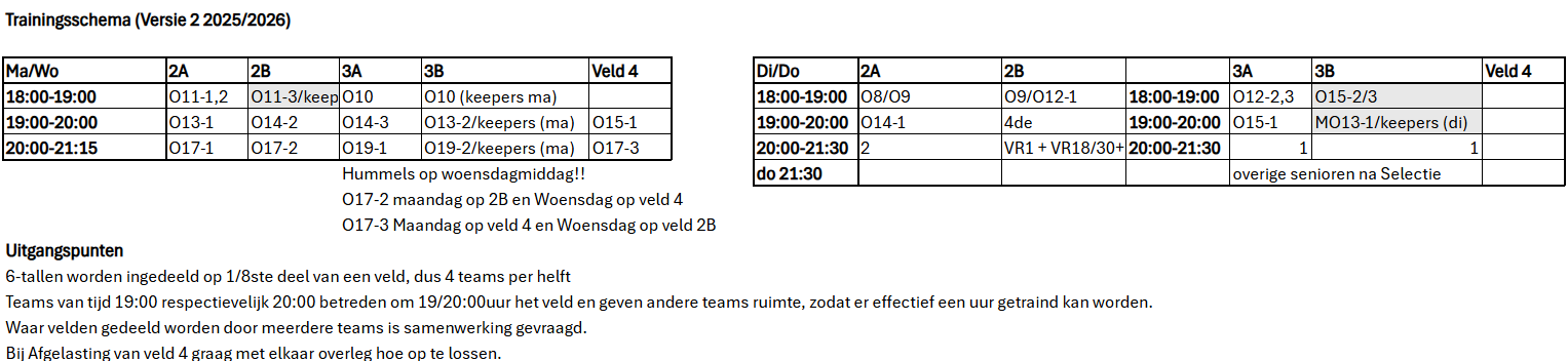 TRAININGSSCHEMA 2025/2026 (NIEUWE VERSIE)