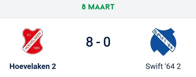 Hoevelaken 2 wint met ruime cijfers van Swift ‘64