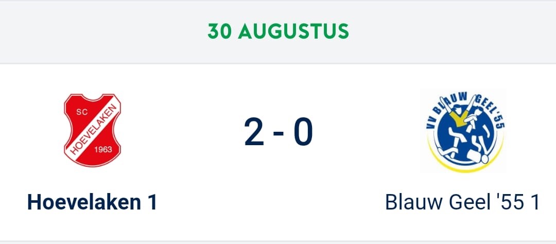 Hoevelaken 1 wint eerste bekerwedstrijd van Blauw Geel ‘55
