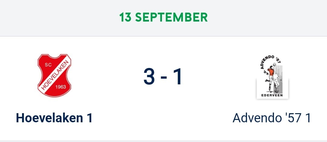 Hoevelaken 1 wint ook derde bekerwedstrijd